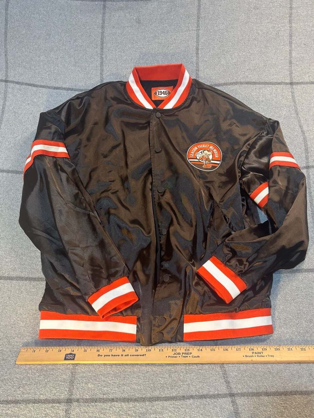 Cleveland Browns Satin Varsity Jacket Size L Season Ticket Member 1946